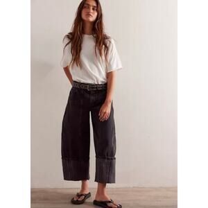 Free People Black Wide Leg Jeans